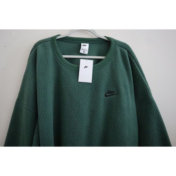 Nike FB8378-323 Men Sz 2XL Green Club Fleece Winterized Crew Neck Sweatshirt - Picture 3 of 11